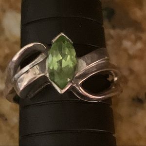 Sterling Silver Marquise Cut Periodot Ring